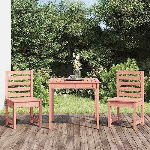 Yunovire Ensemble bistro de jardin 3 pièces en bois massif Douglas - Meuble en bois robuste pour balcon et terrasse - Table de 82,5 x 82,5 x 76 cm - 2 chaises - Bois d'acacia durable - Résistant aux