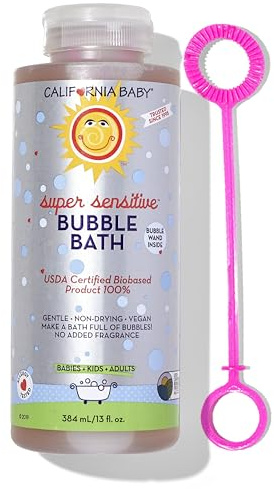 California Baby Super Sensitive Bubble Bath | 100% Plant-Based Kids Bubble Bath | Gentle Unscented Baby Bubble Bath | Free Bubble Wand | 384 mL / 13oz