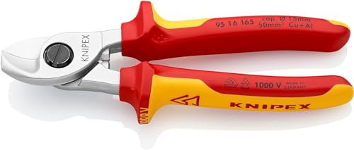 KNIPEX Kabelschere auf SB-Karte verchromt isoliert mit Mehrkomponenten-Hüllen, VDE-geprüft 165 mm, 95 16 165 SB