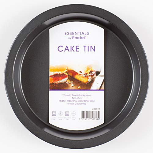 Prochef Teflon Non-Stick Premium Coated Baking Victoria Sponge Cake Sandwich Tin - Diameter 22.5cm/8 - Easy to Clean Coating for all Cakes & Treats - Black