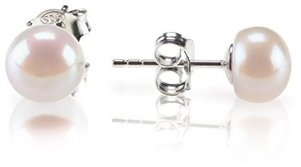 PAVOI Rhodium Plated 925 Sterling Silver AAA Quality Freshwater Cultured Stud Pearl Earrings - 5.5mm