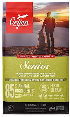 ORIJEN Grain Free High Protein Dry Dog Food Senior Recipe 23.5lb Bag