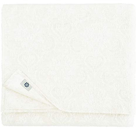 Linen & Cotton Jacquard Damasco Mantel de Tela Waverly - 46% Lino, 54% Algodón, Blanco (147 x 147 cm) Cubierta de Mesa para el Hogar Cocina Gastronomía Boda Banquetes Cumpleaños Comunion Celebración