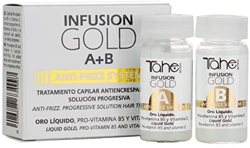 Tahe Infusion Gold Tratamiento para el cabello antiencrespamiento A+B de solución progresiva, 2 x 10 ml