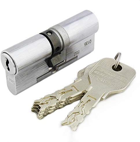 EVVA 4KS Doppelzylinder Profilzylinder 31/36 | Not- und Gefahrenfunktion | Bohrschutz & Ziehschutz | Schließzylinder für Haustüren Wohnungstüren | 5 Schlüssel und Sicherungskarte | Chrom poliert