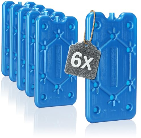 COM-Four® 6X Pain de Glace - Bloc congélation - Bloc pour glacière - Pain de Glace Plat - Bloc Glace pour glaciere (06 pièces - Moyen)