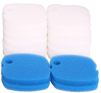 INGVIEE Compatible Esponja de Filtro Almohadillas Filtrantes para Sunsun HW 302/505A (12x blanco, 4x Azul)