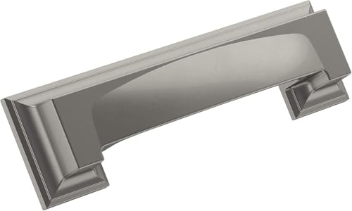 Amerock | Cabinet Cup Pull | Satin Nickel | 3 inch & 3-3/4 inch (76mm & 96 mm) Center-to-Center | Appoint | 1 Pack | Drawer Pull | Cabinet Handle | Cabinet Hardware (Satin Nickel)