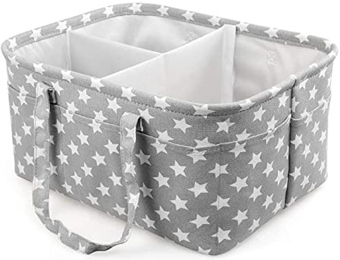 Business Trend Baby Nappy Caddy, Portable Nursery Organizer, Storage Basket for Babies, Portable Holder Tote Bag for Changing Table Car Travel Newborn Essentials .Baby Gift Accessories (grey)