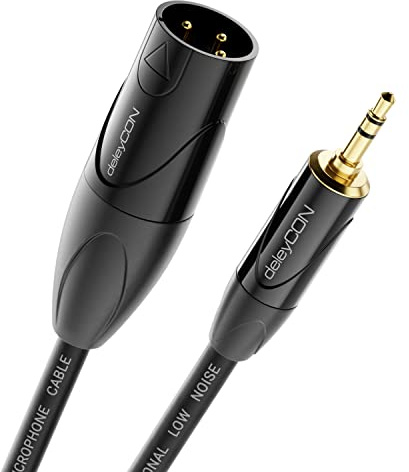 deleyCON 5m XLR till 3,5mm Klinka Stereo - Mikrofonkabel Audio Adapter Kabel AUX - Studio Kvalitet - av Ren OFC Koppar (AWG24) XLR Kontakt till Klinka 3,5mm Kontakt - Metallspärr