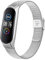 AK Armband Kompatibel mit Xiaomi Mi Band 6 Armband/Xiaomi Mi Band 5 Armband, Verstellbare Edelstahl Metall Ersatzarmband für Xiaomi Mi Band 5/Mi Band 6 (Silber)