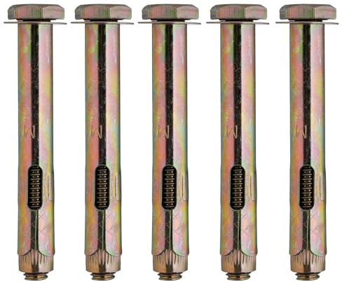 YoiYee Pernos de expansión M10, anclajes resistentes para hormigón y mampostería, 90 mm de longitud, fácil instalación y sujeción segura para uso industrial y de construcción, paquete de 5