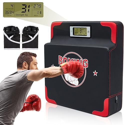 Hoteam Testeur de Force de Boxe Capteur de Force de Frappe Hauteur Réglable Équipement d'Entraînement de Boxe Monté au Mur Boxeur Machine de Boxe Tapis de Frappe Mural Sac de Frappe de Boxe Machine