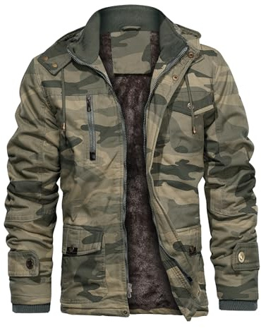 CHEXPEL Vestes d'hiver épaisses pour homme avec capuche et doublure polaire en coton, vestes militaires, vestes de travail, avec poches cargo, vêtements d'extérieur, 3X-Large