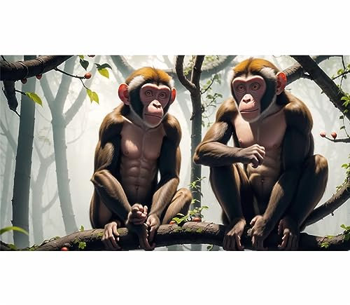 TWYYDP Wooden Puzzle 1500 Pieces Adult,Monkey Animal on Tree Puzzle,Wall Decor for Living Room and Bedroom