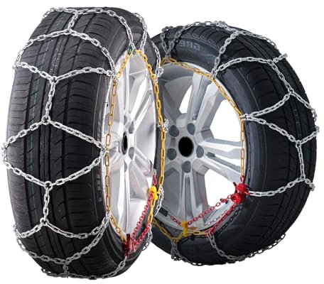 VEVOR Snow Tire Chains, Manganese Alloy Steel Emergency Traction Tire Chains, 2PCS Cable Tire Chains for Cars, Pickups, SUVs, and Trucks, Silver