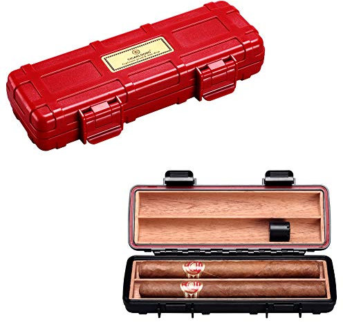 YJYJY Cajas para Puros Humidores Humidificador español Estuche de Viaje portátil Impermeable para Guardar Puros con humidificador Capacidad para hasta 2 Puros