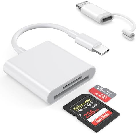1pcs SD Card Reader for iPhone iPad,SD to USB C Adapter,USB C SD Card Reader for MicroSD/SD,2 in 1 SD/TF Camera Memory Card Compatible with iPhone/iPad/Macbook/Android Phones/Camera,Plug and Play
