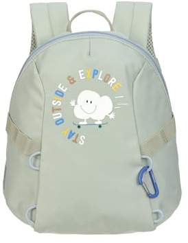 Ledig liten barnryggsäck för Kita barnväska spjälsäng ryggsäck med bröstbälte, 20 x 9,5 x 24 cm, 3,5 l, Cloud Light Khaki, modern