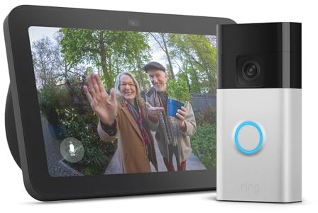 Echo Show 8 | Anthrazit + Ring Akku-Videotürklingel | Nickel Matt