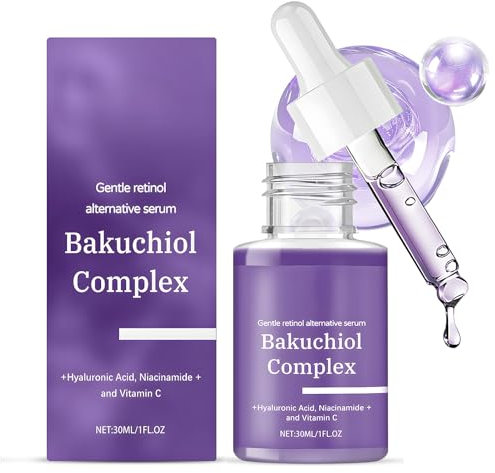 Bakuchiol Serum, Acido Hialuronico Serum Facial, vitamina c facial, Contiene Acido Hialuronico+Niacinamida+Vitamina C, Alternativa Natural al Retinol, Elasticidad de la Piel-30ml