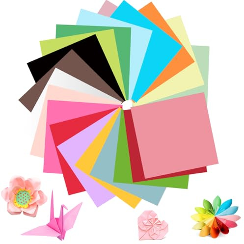 Origami Papier 20x20, 200 Blatt Doppelseitiges Faltpapier Bastelpapier, 70 g/m² Quadratisches Buntes Papier, für Kinder Erwachsene DIY Bastelprojekte Kunst, 20 Farben