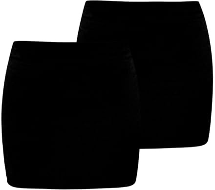 janisramone® Bodycon minikjol för kvinnor, paket med 2 enkla sommarkjolar med hög midja för kvinnor, stretchig mikropennkjol, snygg damfestkläder, eleganta fritidskläder, Svart, 40/42 SE