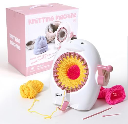 LetCart Kit di 22 aghi per lavorare a maglia con contatore di file, macchina per maglieria fai da te per sciarpe, cappelli, calze, strumento di tessitura rotondo per adulti e principianti