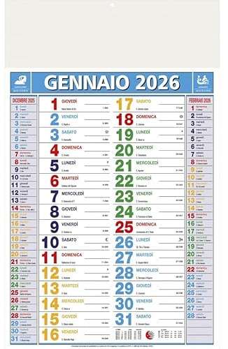 Kartoflak - Calendario Olandese 2027 da Muro Parete Trimestrale, 12 Mesi, Numeri Grandi, Spazio Note, Fasi Lunari, Festività e Santi Carta Ecologica – Ufficio,Casa e Idea Regalo (Multicolor)