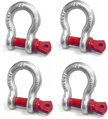 Eulihent 4 Stück Schäkel 1t | Feuerverzinkter Stahl U- schäckel Geschweift mit Gewindebolzen für Camping, Klettern, Transport, Umlenkrollen & Lastenheben (WLL: 1,0t)