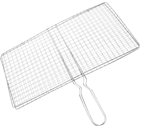 LABRIMP Cesta para Parrilla de Pescado y Camarones de Acero Inoxidable Plata, Resistente para Uso Prolongado y Adecuado para Picnic y Camping