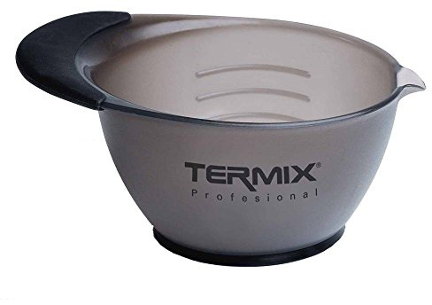 Termix professionelle Schüssel für Tönungen. Farbe: Schwarz. Widerstandsfähig und lichtdurchlässig. Messanzeige in ml und oz, von 45 bis 360 ml. Professionelles Färbezubehör für den Friseursalon