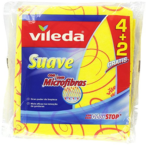 Vileda – Panni morbidi Suave Con 30% Microfibra, confezione da 4 + 2 gratis – [Confezione da 5]
