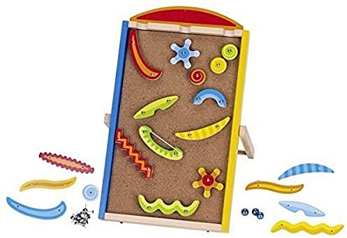 Goki 53830 Murmelbahn Pinball aus Holz/Kork/Metall