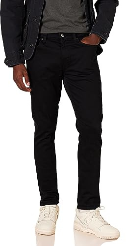 Amazon Essentials Pantalón Vaquero Elástico de Ajuste Ceñido - colores interrumpidos Hombre, Negro, 42W / 32L