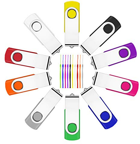 10 Stück 4GB USB Stick,Fesaymi 2.0 USB-Flash-Laufwerk Mehrfarbig Speicherstick 360 ° Drehun Hi-Speed Memory Stick Mit Schlüsselband (4GB, 10PCS)