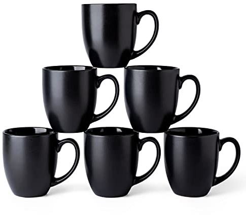 AmorArc 16oz Coffee Mugs Set of 6, Large Ceramic Coffee Mugs for Men Women Dad Mom, Modern Coffee Mugs with handle for Tea/Latte/Cappuccino/Cocoa. Dishwasher&Microwave Safe, Matte Black