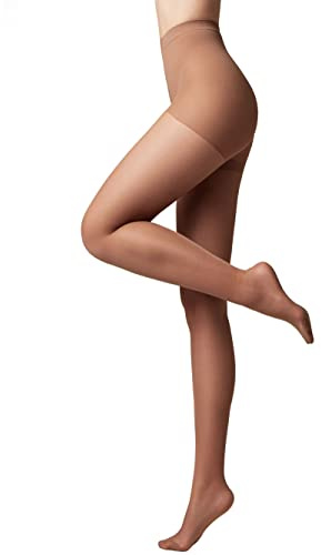 Conte elegant Pantys de Mujer para pieles sensibles con vitamina E - Efecto moldeador Pantys de Mujer lisos - Smooth ACTIVE SOFT 20 Lycra 20 Color Marrón Talla 2