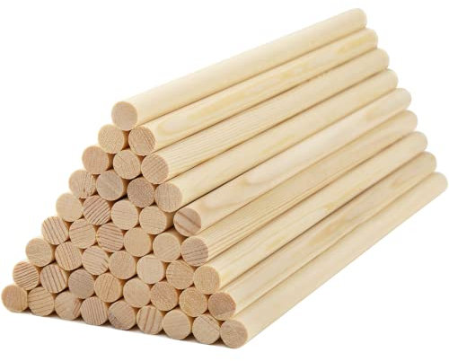 ZENFUN 50 Pcs Wooden Dowel Rods, 12mm x 300mm Unfinished Pine Wood Sticks, Smoothly Sanded Round Wood Sticks for Crafts, DIY Projects, Woodworking Projects, Home Decor
