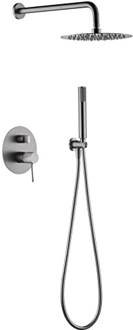 IMEX - Conjunto de ducha, Kit Monomando Ducha Empotrado pared - 2 vías - SERIE LINE Níquel Cepillado - GPD038/NQ