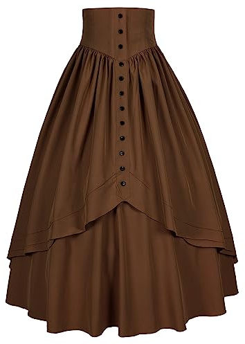 Mingyuezai Women Victorian Skirt Medieval Renaissance Peasant Skirt(Z2880BN,M)