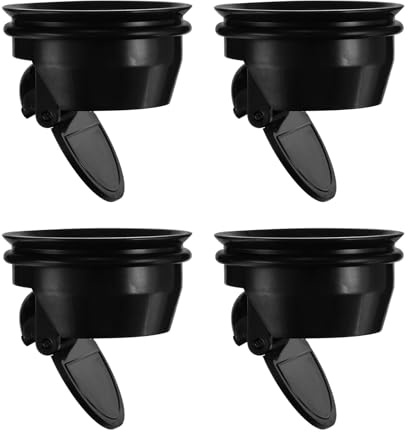 QUARKZMAN Núcleo Antiodor para Desagüe de Piso, Atrapapelos de Plástico para Desagüe de Ducha con Prevención de Retroceso para Cocina, Baño, Balcón, Negro, 4 Unidades