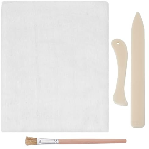 PH PandaHall Buchbindetuch Set Bindewerkzeug Set Mit 2 Blatt 3 m Weißem Baumwolltuch Buchtuch 2 Stück Falzbein Papierfalzeisen 1 Bürsten Für DIY Buchbinden Basteln Nähen