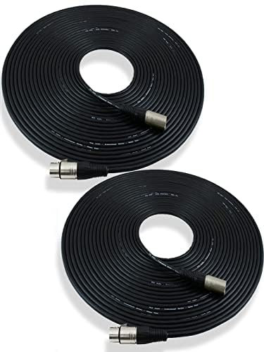 ELAORY Cable de micrófono (XLR macho a XLR hembra, cable de micrófono simétrico, 15 m, 2 unidades)
