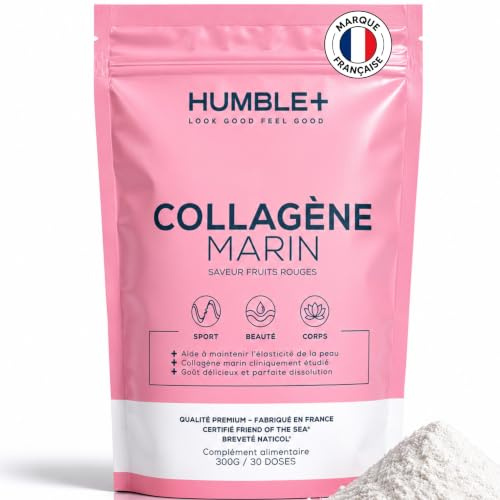 HUMBLE+ Collagène Marin Naticol® Poudre - Fruits Rouges - 300 g - 60 Port.
