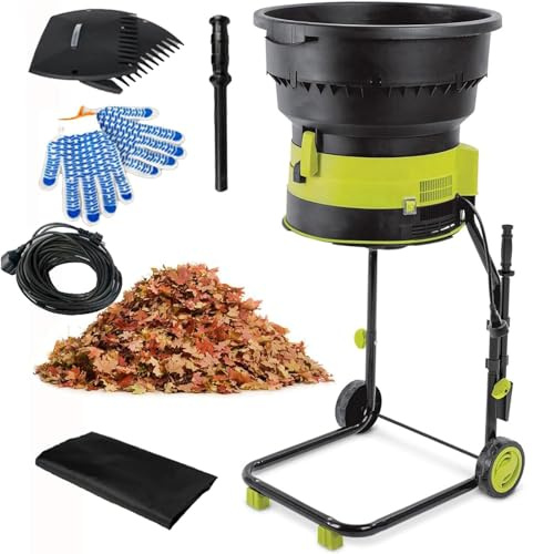 JJENXYYDS 2500w Compost Shredder Leaf Crusher,with Wheels, Leaf Rake, Storage Bag, 8000rpm Chippers with 54cm Funnel Diameter,for Yard Cleanup,10m-Power-Cord
