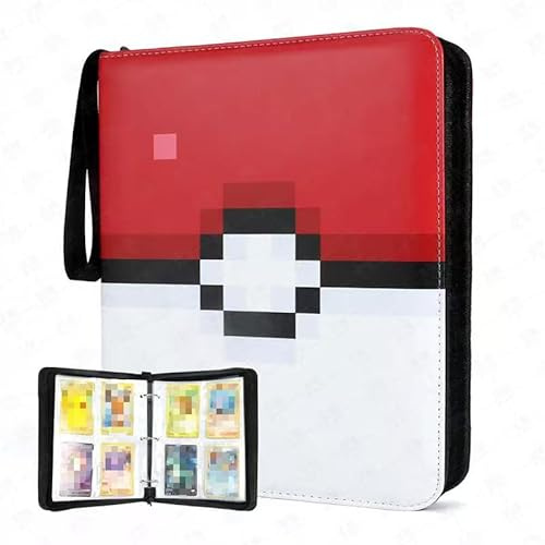 4-Pocket Card Binder,Trading Card Binder with 50 Removable Sleeves, 400 Pockets Zipper Card Album, Card Holder for Kids & Collectors Compatible with MTG, TCG, Game Cards & Sports Cards