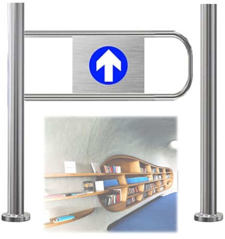 Commercial Revolving Door Universal One Way Barrier Gate Automatic Swing Entrance Gate (Left) 50x100cm (20x39in) for Libraries & Public Spaces