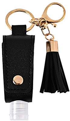 Portable Squeeze Bottle Empty Leakproof Travel Bottle With Leather Keychain Holder For Hand Refillable Leather Keychain Holder