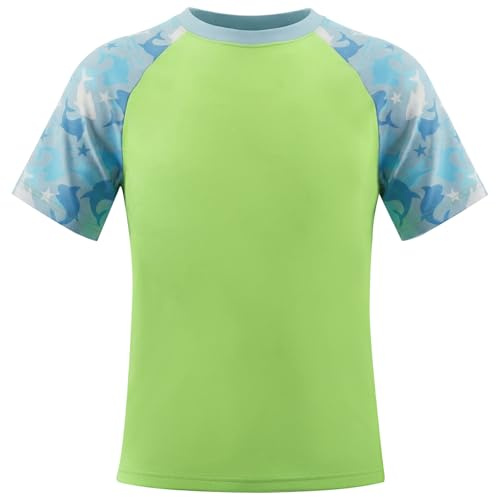 Valcatch Kids Rash Vest Short Sleeve Swim T Shirt, Green, 14-16 Years